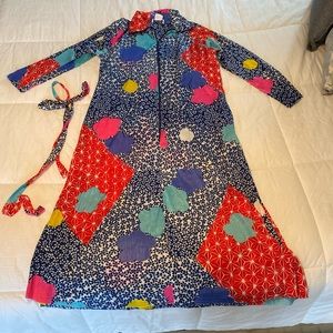1960s "Travel-Lite by Boutique Loungewear" Psychedelic Print Hostess Gown M/L